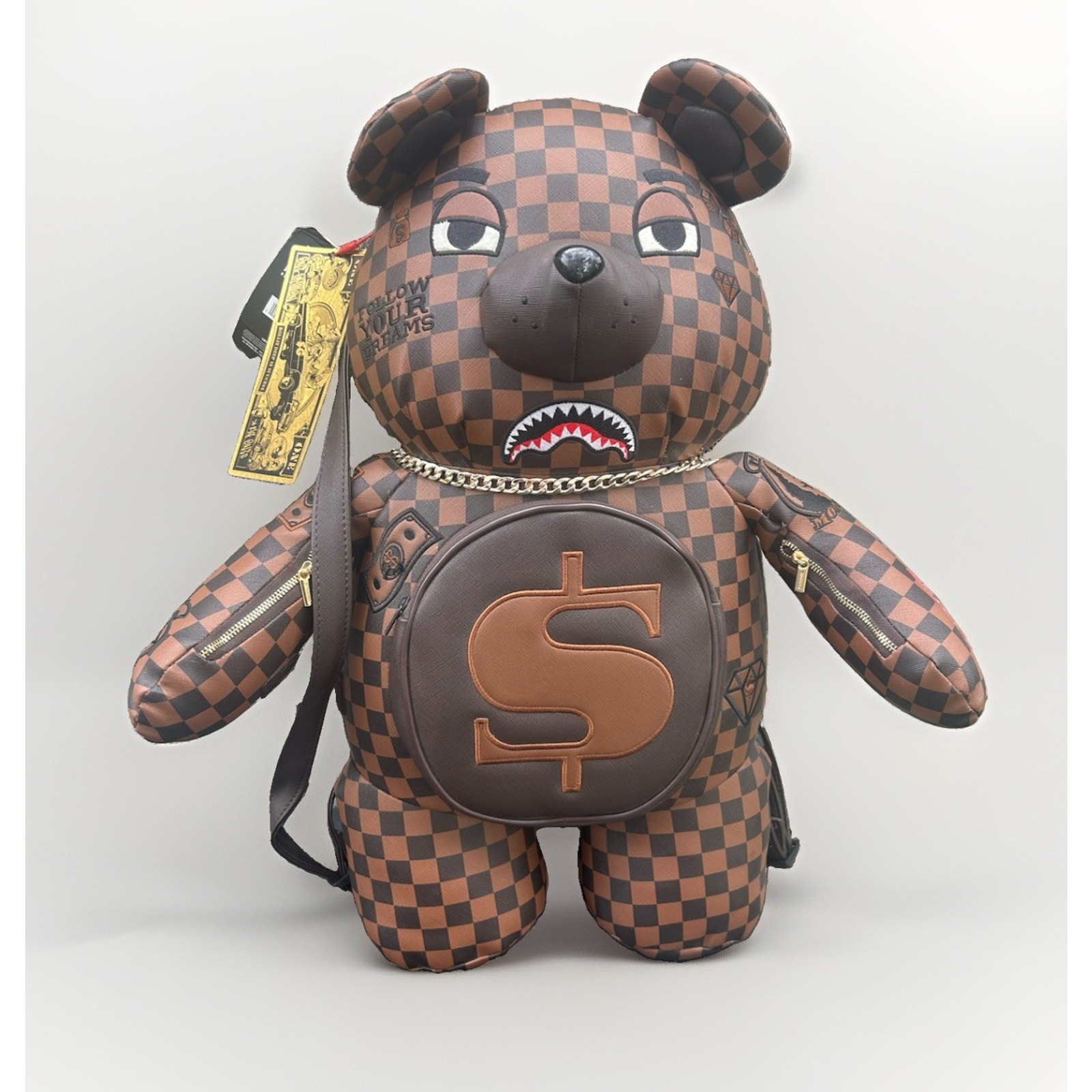 Sprayground Money Bear Backpack Limited Edition Rare Discontinued Nwt Checkered — image 4 of 7